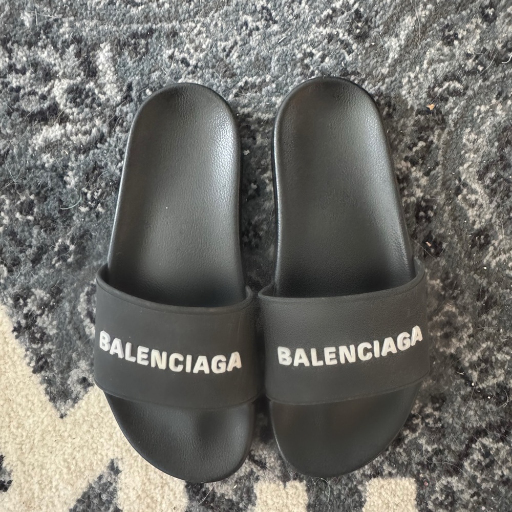 Balenciaga Black Logo Slides